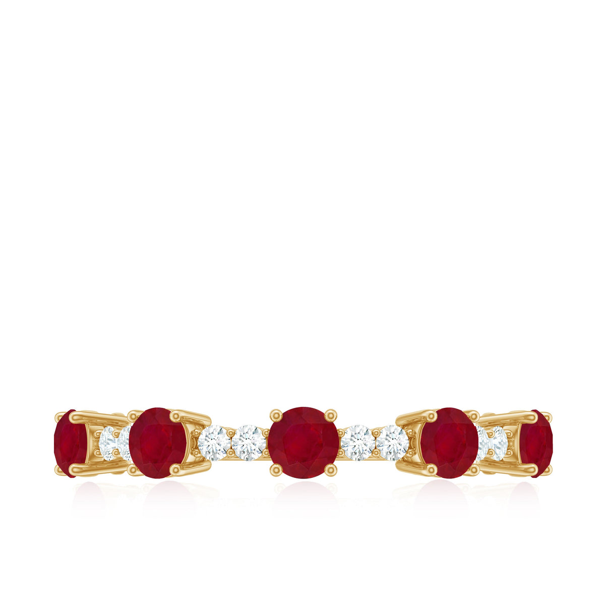 Real Ruby Diamond Half Eternity Ring for Anniversary