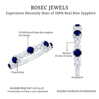 Nature Inspired Blue Sapphire Diamond Half Eternity Ring