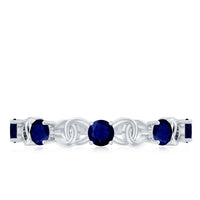 Natural Blue Sapphire Infinity Half Eternity Ring
