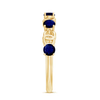 Natural Blue Sapphire Infinity Half Eternity Ring