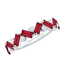 Certified Ruby Half Eternity Ring with Lab Grown Diamond