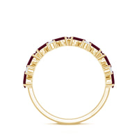 Certified Ruby Half Eternity Ring with Lab Grown Diamond