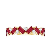 Certified Ruby Half Eternity Ring with Lab Grown Diamond