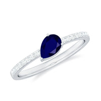 Natural 0.5 Carat Blue Sapphire Promise Ring with Diamond