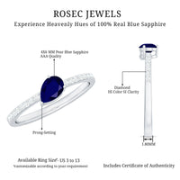 Natural 0.5 Carat Blue Sapphire Promise Ring with Diamond
