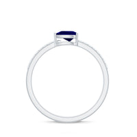 Natural 0.5 Carat Blue Sapphire Promise Ring with Diamond