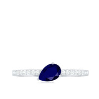 Natural 0.5 Carat Blue Sapphire Promise Ring with Diamond