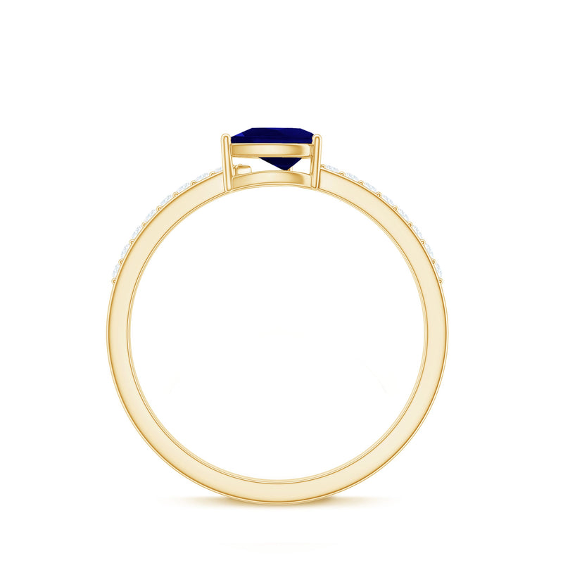 Natural 0.5 carat blue sapphire promise ring with diamond accents, crafted by Rosec Jewels, showcasing elegant jewelry design.