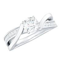 Round Shape Solitaire Moissanite Infinity Engagement Ring