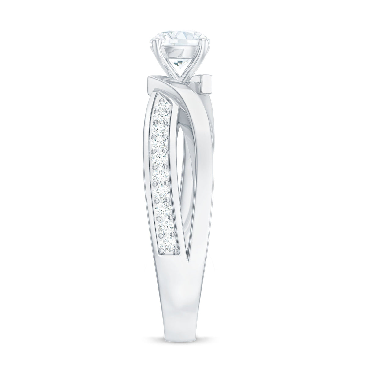 Round Shape Solitaire Moissanite Infinity Engagement Ring