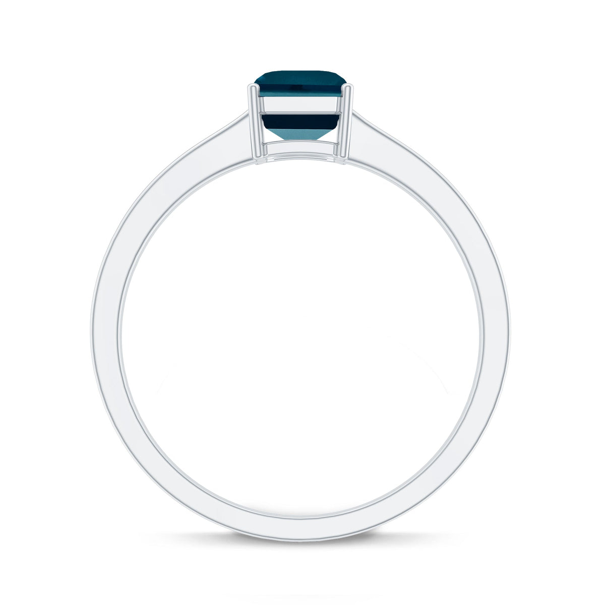 Rosec Jewels 6x8mm London Blue Topaz solitaire ring with emerald cut and certification, showcasing the elegant gemstone setting.