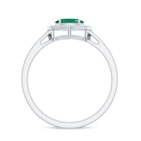 Genuine Emerald Antique Looking Engagement Ring With Certificate