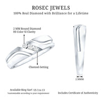Certified diamond three stone band ring for men from Rosec Jewels, featuring three sparkling diamonds on a sleek metal band.