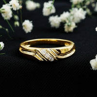 Certified diamond three stone band ring for men by Rosec Jewels, featuring three sparkling diamonds on a sleek metal band.