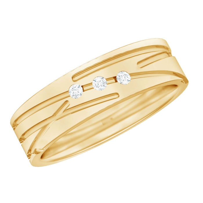 Diamond wide band ring in flush setting by Rosec Jewels, featuring a sleek design with sparkling diamonds on a silver band.