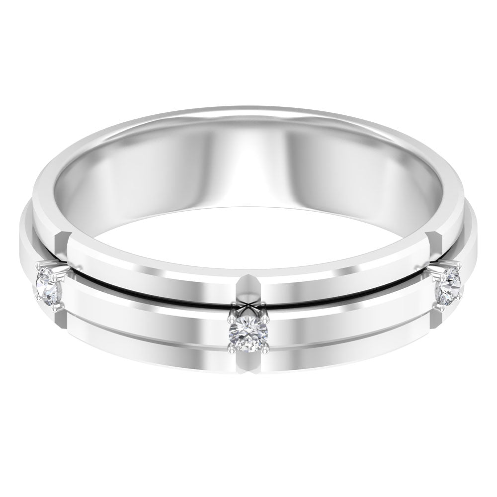 Natural men's diamond ring by Rosec Jewels featuring a polished band with a prominent diamond and certificate visible.