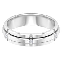 Natural men's diamond ring by Rosec Jewels featuring a polished band with a prominent diamond and certificate visible.