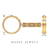 Natural men's diamond band ring by Rosec Jewels featuring a polished gold finish and a row of sparkling diamonds.