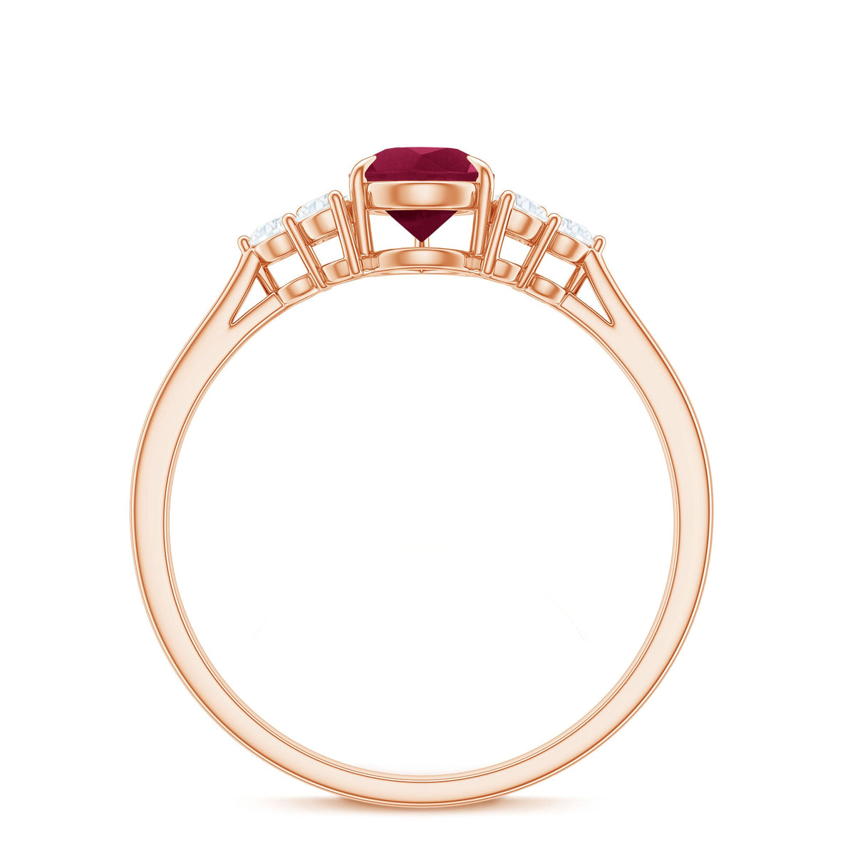Pear-shaped natural 0.8 carat ruby engagement ring with diamond accents by Rosec Jewels, showcasing a stunning gemstone setting.