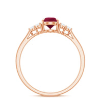 Pear-shaped natural 0.8 carat ruby engagement ring with diamond accents by Rosec Jewels, showcasing a stunning gemstone setting.
