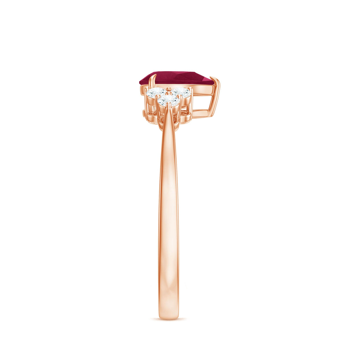 Pear-shaped natural 0.8 carat ruby engagement ring with diamond accents, crafted by Rosec Jewels, showcasing elegant jewelry design.