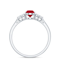 Pear-shaped 0.8 carat ruby engagement ring with diamond accents from Rosec Jewels, showcasing a stunning natural ruby centerpiece.