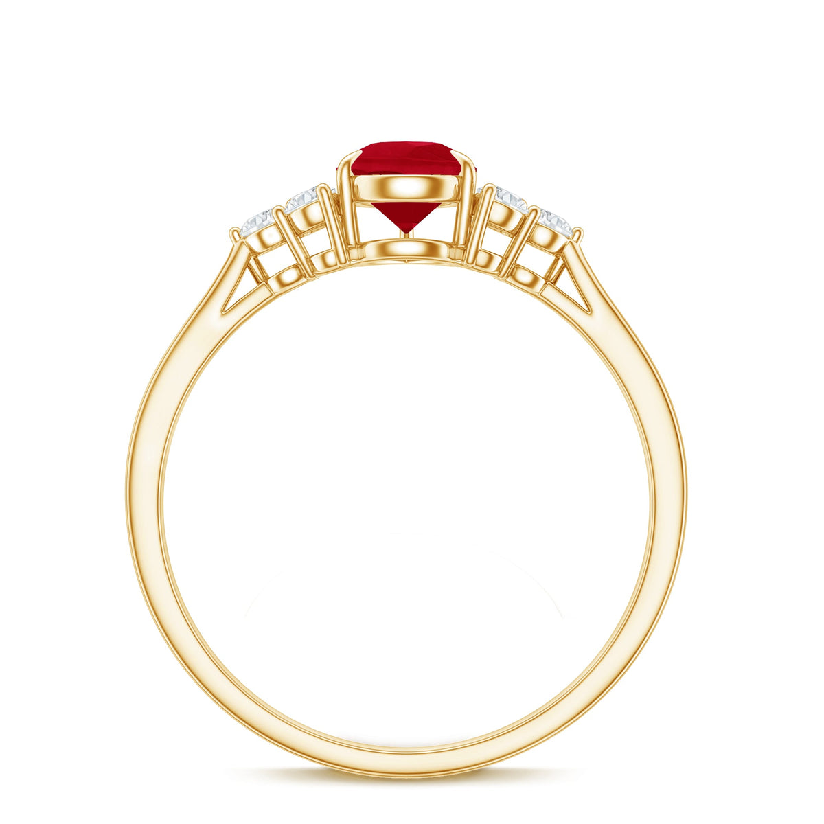Pear-shaped 0.8 carat ruby engagement ring with diamonds from Rosec Jewels, showcasing a elegant gemstone and detailed band design.