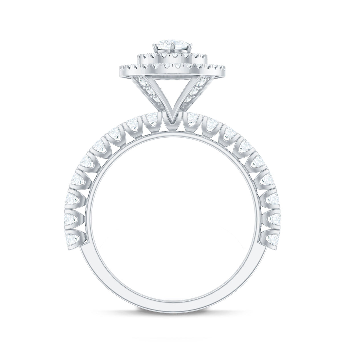 0.5 Carat Antique Zircon Double Halo Engagement Ring