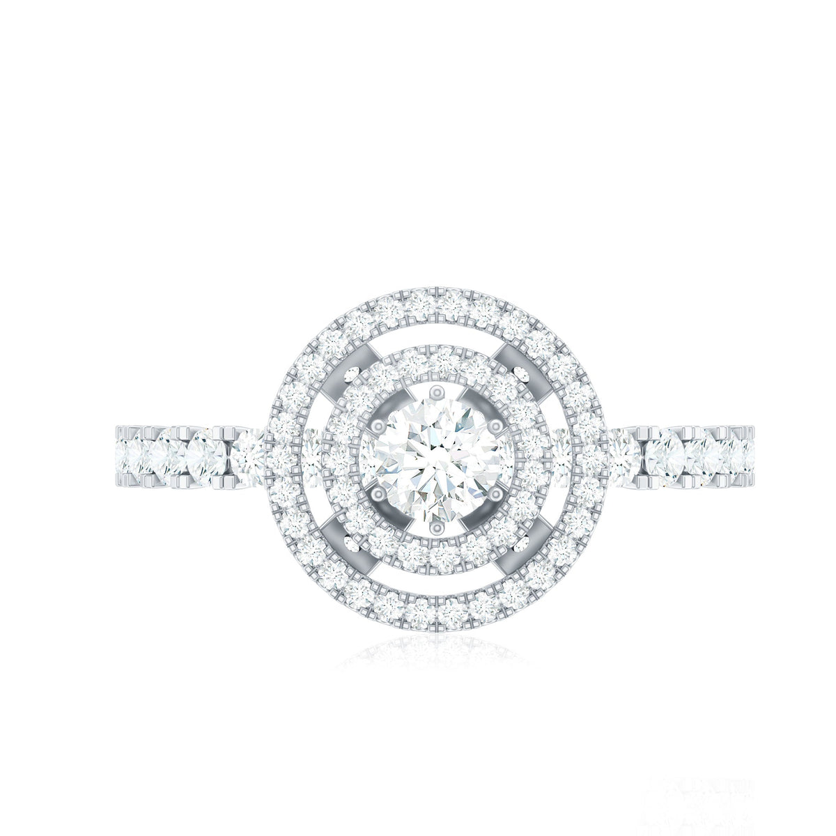 0.5 Carat Antique Zircon Double Halo Engagement Ring