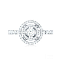 0.5 Carat Antique Zircon Double Halo Engagement Ring