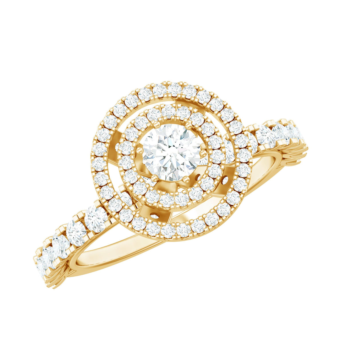 0.5 Carat Antique Zircon Double Halo Engagement Ring