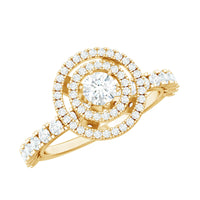 0.5 Carat Antique Zircon Double Halo Engagement Ring
