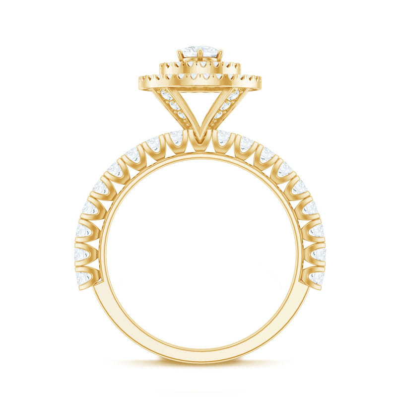 Antique 0.5 carat zircon double halo engagement ring by Rosec Jewels featuring intricate vintage design and sparkling center stone