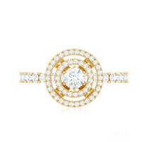 0.5 Carat Antique Zircon Double Halo Engagement Ring