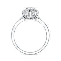 Certified Real Diamond Flower Engagement Ring for Women