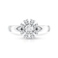 Certified Real Diamond Flower Engagement Ring for Women
