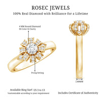 Certified Real Diamond Flower Engagement Ring for Women