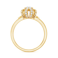 Certified Real Diamond Flower Engagement Ring for Women
