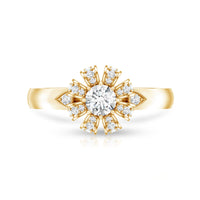 Certified Real Diamond Flower Engagement Ring for Women