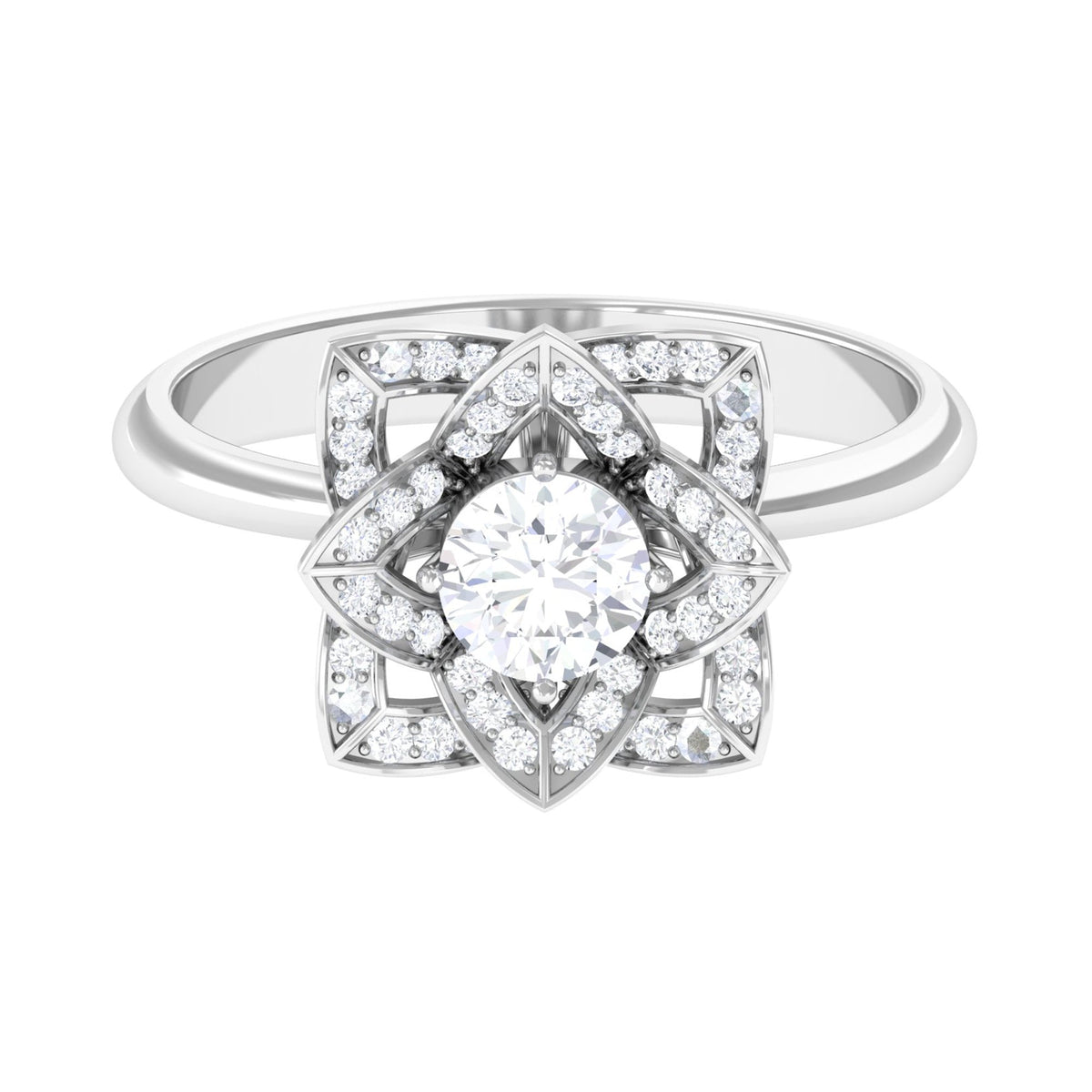 1 CT Zircon Vintage Floral Engagement Ring