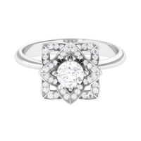 1 CT Zircon Vintage Floral Engagement Ring