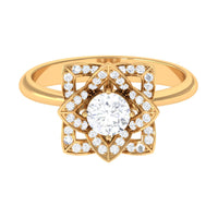 1 CT Zircon Vintage Floral Engagement Ring