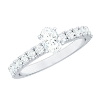 0.4 Carat Cubic Zirconia Oval Engagement Ring with Side Stones