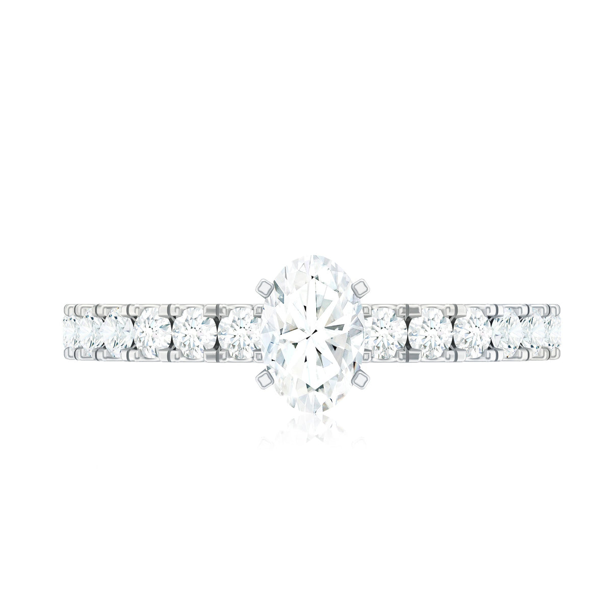 0.4 Carat Cubic Zirconia Oval Engagement Ring with Side Stones