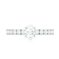 0.4 Carat Cubic Zirconia Oval Engagement Ring with Side Stones