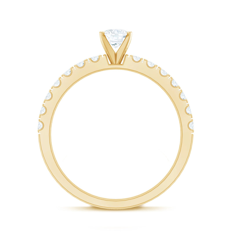 Rosec Jewels 0.4 carat cubic zirconia oval engagement ring with side stones, showcasing sparkling gemstone and elegant design.