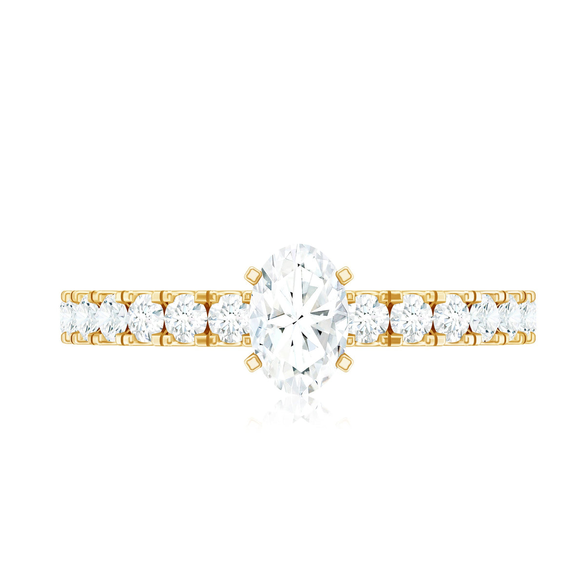 0.4 Carat Cubic Zirconia Oval Engagement Ring with Side Stones