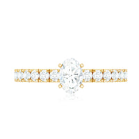 0.4 Carat Cubic Zirconia Oval Engagement Ring with Side Stones