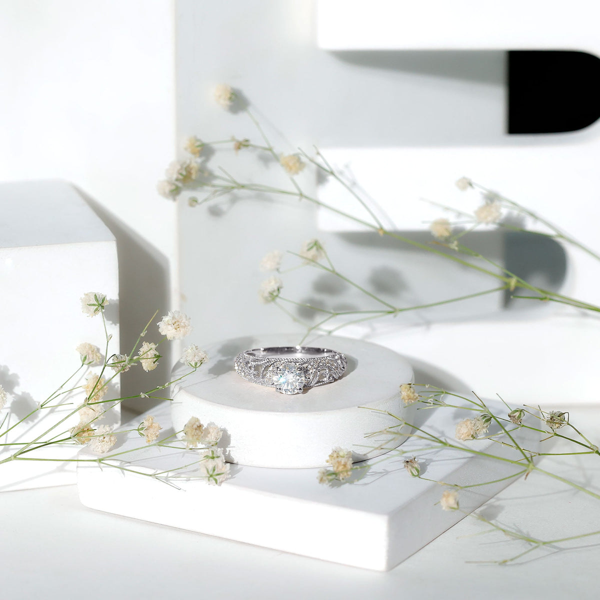 3/4 CT Cubic Zirconia Vintage Inspired Engagement Ring