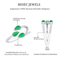 Pear Shaped Emerald and Diamond 3 Stone Statement Ring